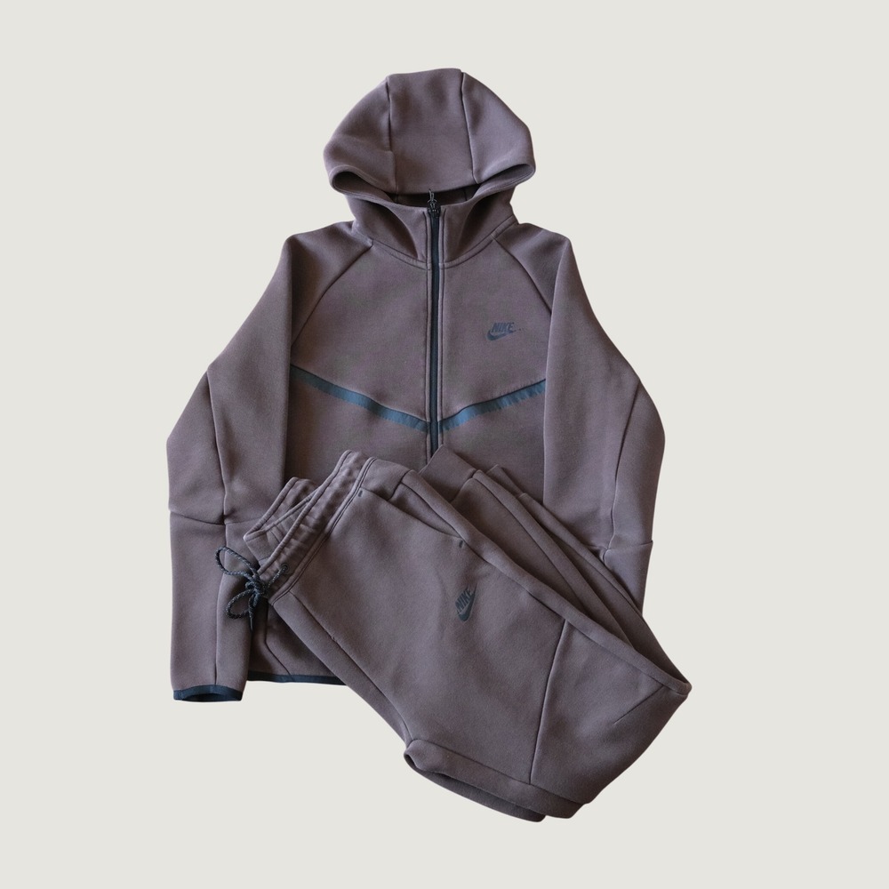 Nike Tech Fleece Tracksuit Brown Full Zip Hoodie Jogger Pants Set Mens Size M